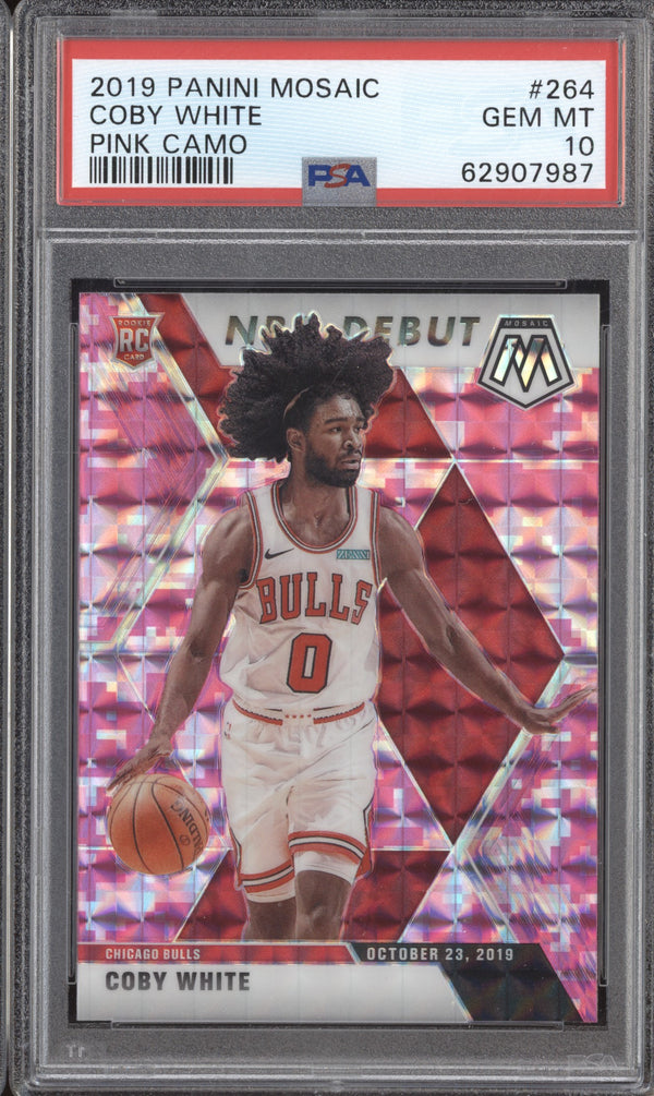 Coby White 2019-20 Panini Mosaic 264 NBA Debut Pink Camo PSA 10