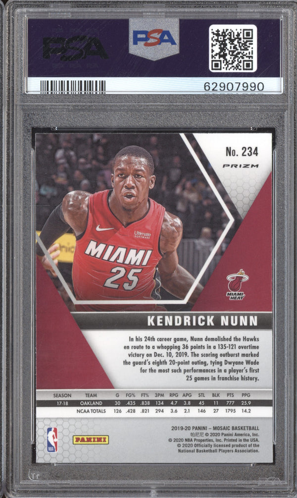 Kendrick Nunn 2019-20 Panini Mosaic 234 Pink Camo PSA 10