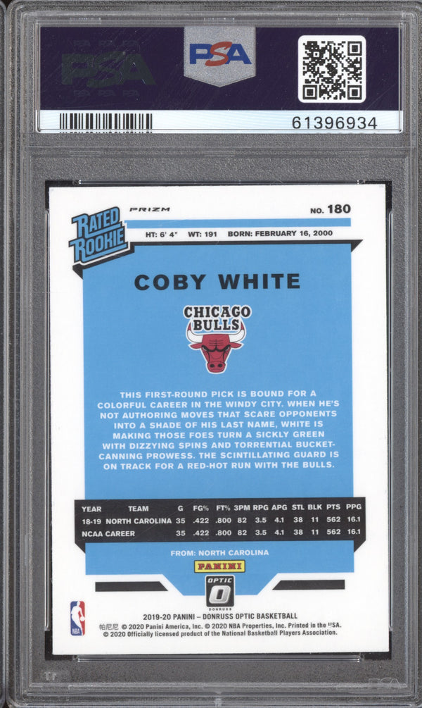 Coby White 2019-20 Panini Donruss Optic 180 Hyper Pink PSA 10