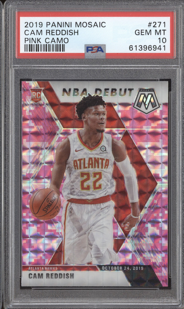 Cam Reddish 2019-20 Panini Mosaic 271 NBA Debut Pink Camo PSA 10