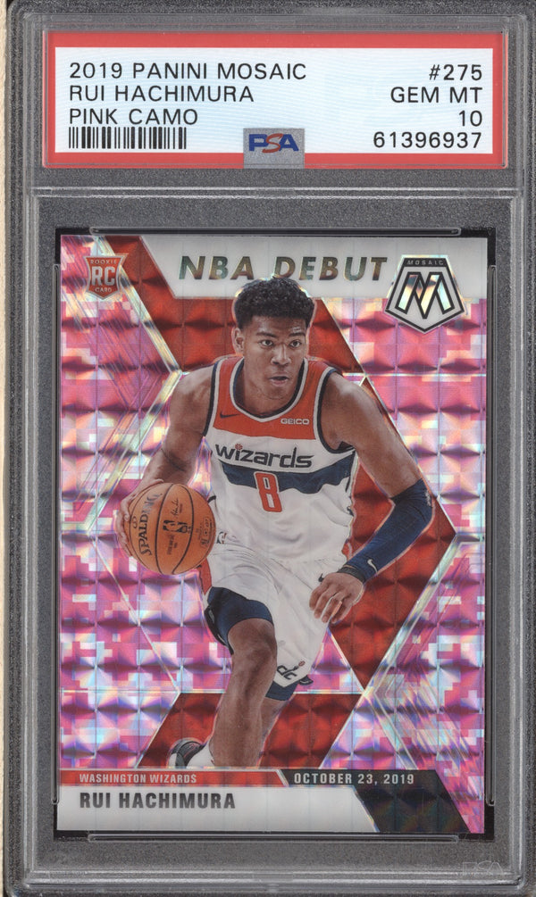 Rui Hachimura 2019-20 Panini Mosaic 275 NBA Debut Pink Camo PSA 10