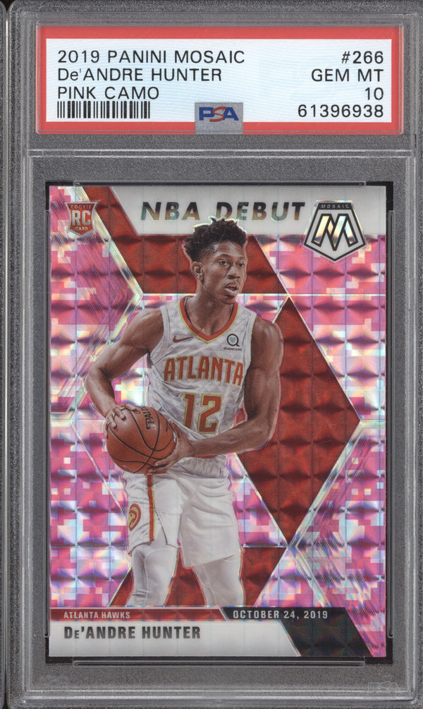 De'Andre Hunter 2019-20 Panini Mosaic 266 NBA Debut Pink Camo PSA 10