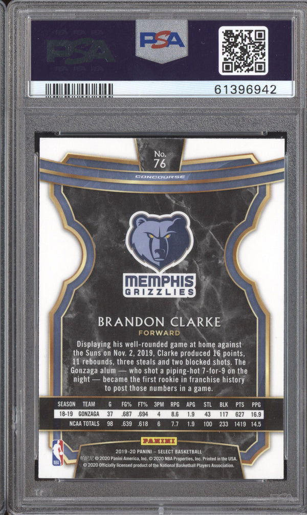 Brandon Clarke 2019-20 Panini Select 76 Concourse PSA 10