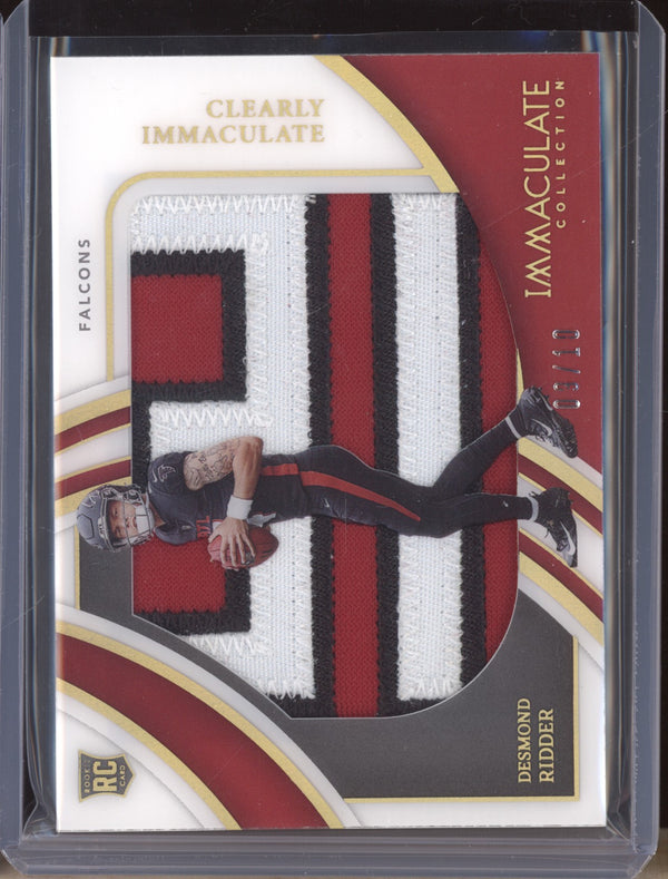 Desmond Ridder 2022 Panini Immaculate Clearly Jerseys Prime Patch RC 9/10