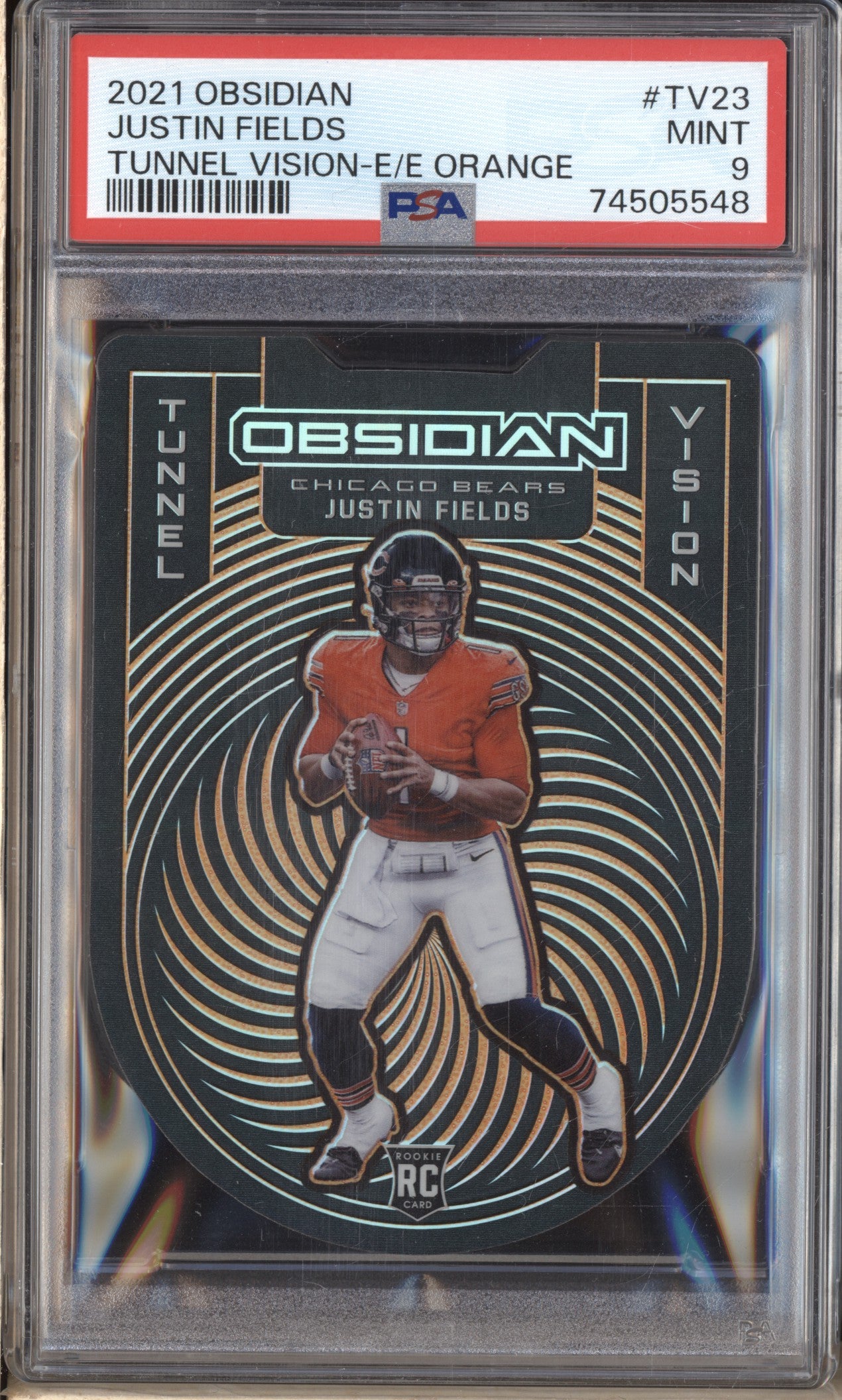 Justin Fields Tunnel Vision Orange Rookie /25 - PSA 9 - 2021 authentic obsidian