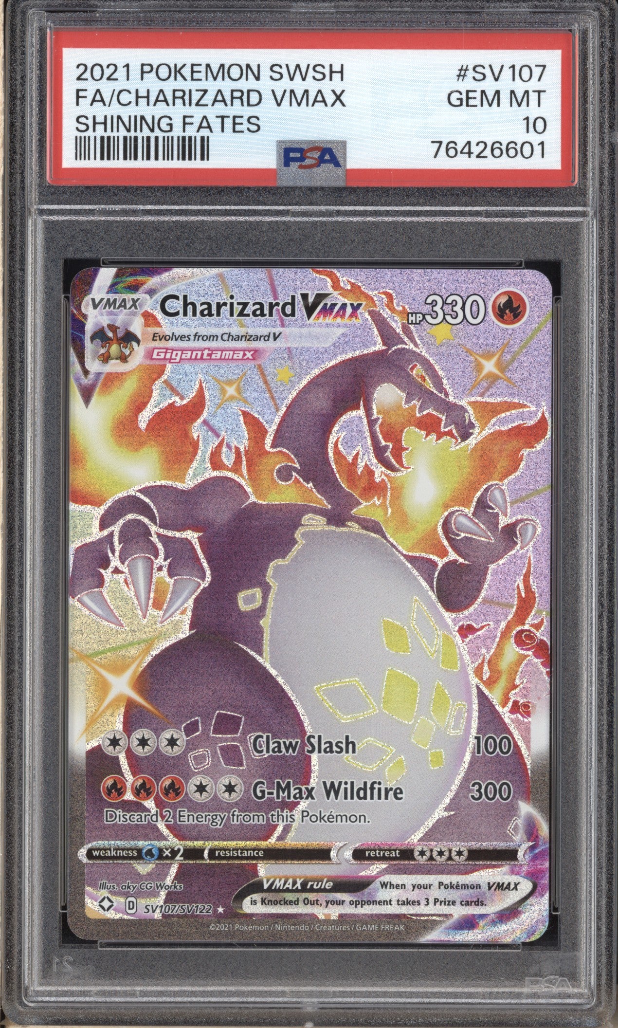 Charizard VMax 2021 Pokemon Shining Fates SV107/SV122 PSA 10