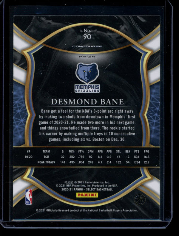 Desmond Bane 2020-21 Panini Select Green/White/Purple RC