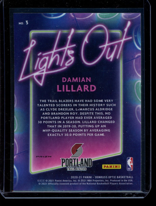 Damian Lillard 2020-21 Panini Optic Lights Out Holo