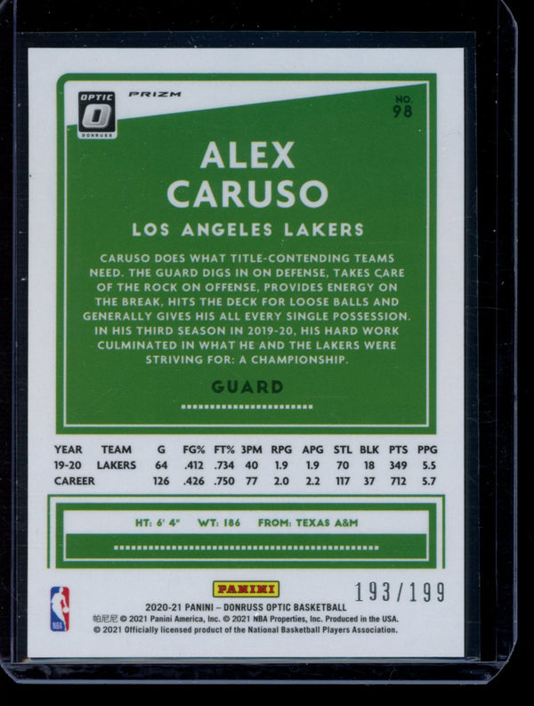 Alex Caruso 2020-21 Panini Optic Orange 193/199