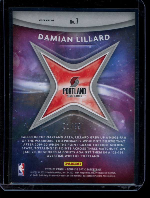 Damian Lillard 2020-21 Panini Optic Star Gazing Red 21/99