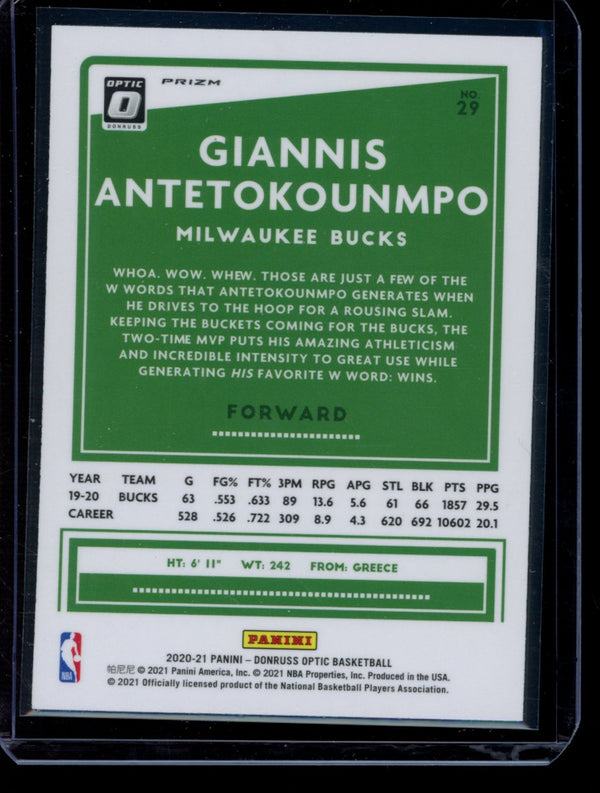 Giannis Antetokounmpo 2020-21 Panini Optic Holo