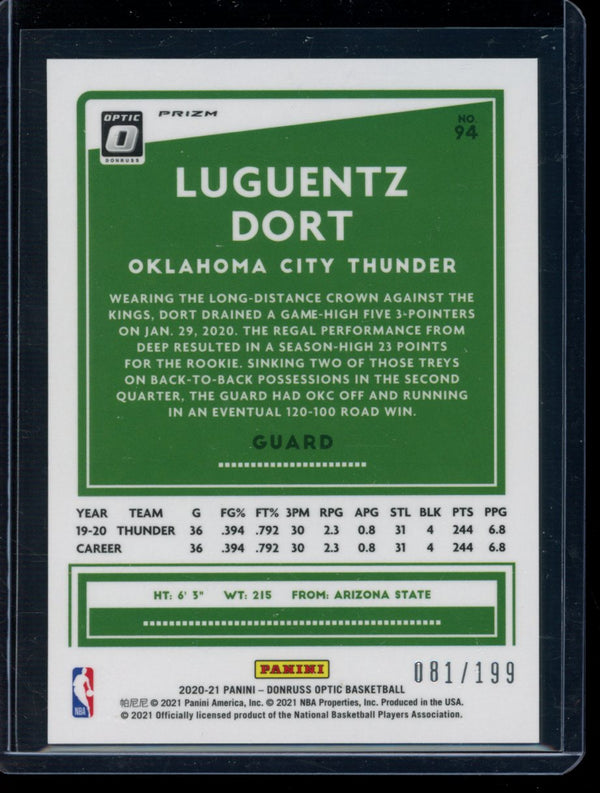 Lugentz Dort 2020-21 Panini Optic Orange 81/199