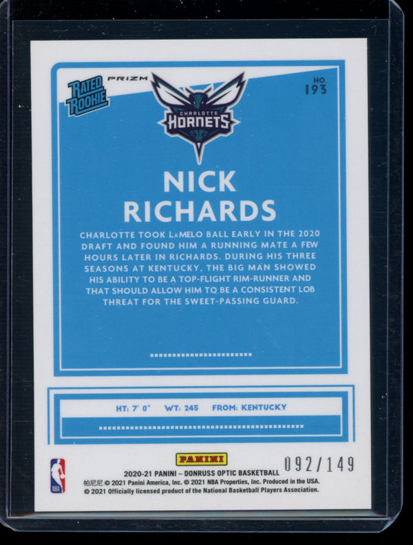 Nick Richards 2020-21 Panini Optic Lime Green RC 92/149