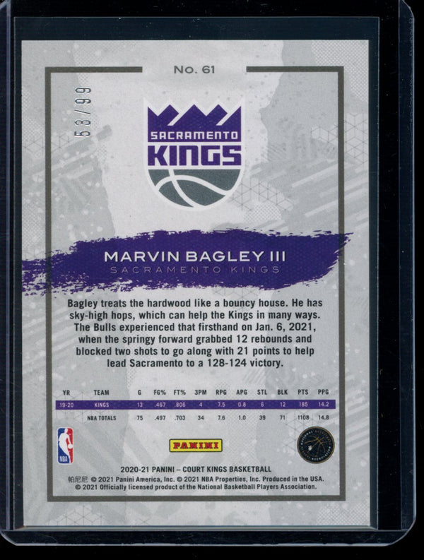 Marvin Bagley III 2020-21 Panini Court Kings Purple 53/99