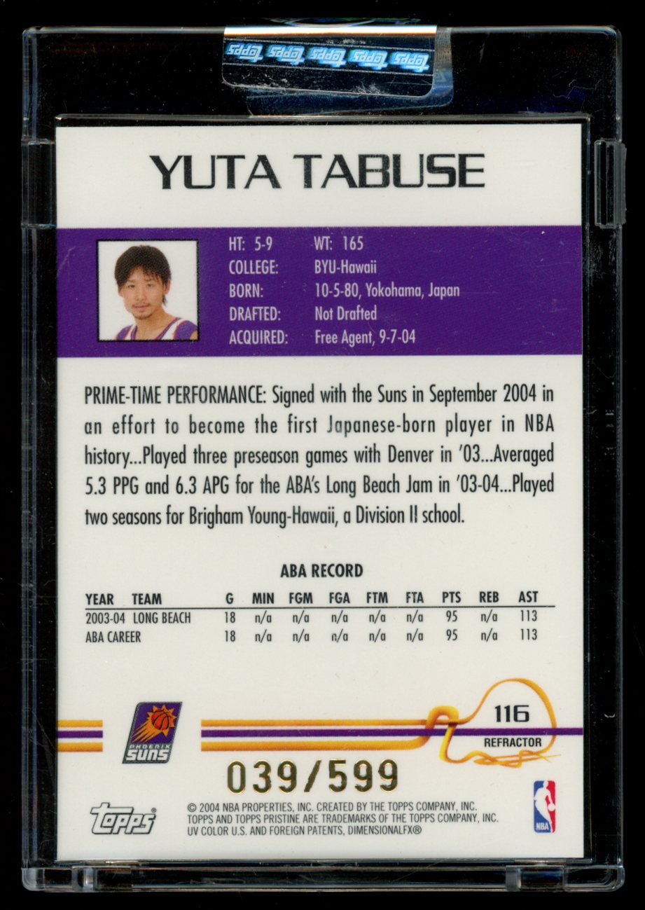 Yuta Tabuse 2004-05 Topps Pristine Refractor 39/599