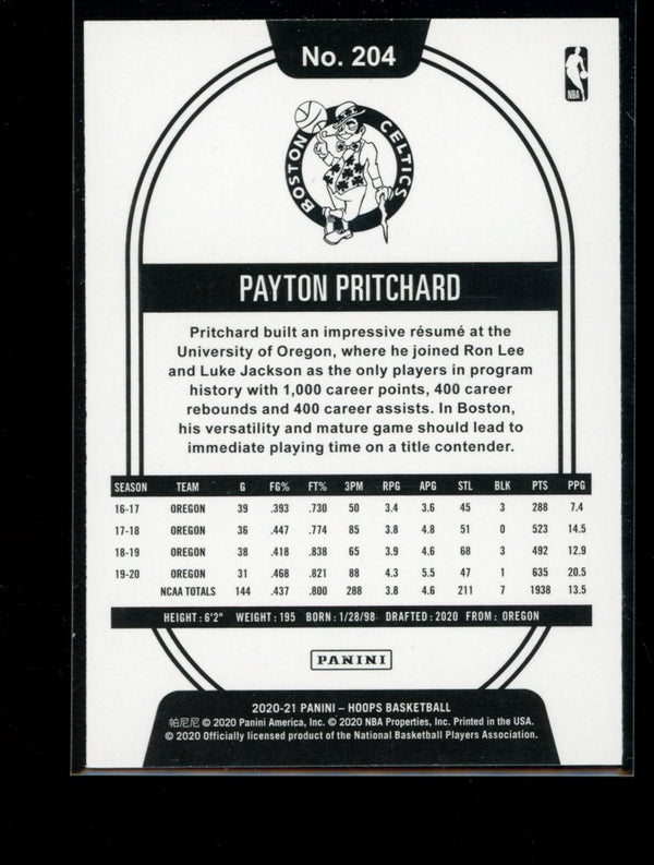 Payton Pritchard 2020-21 Panini Hoops RC