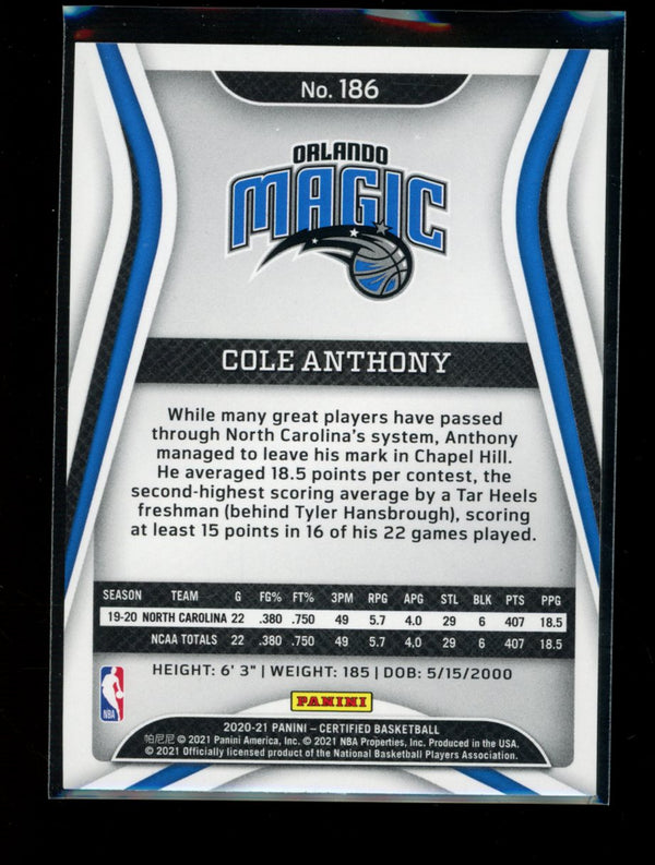 Cole Anthony 2020-21 Panini Certified  RC