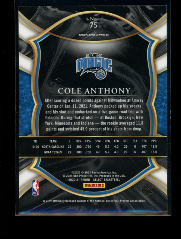 Cole Anthony 2020-21 Panini Select Concourse RC