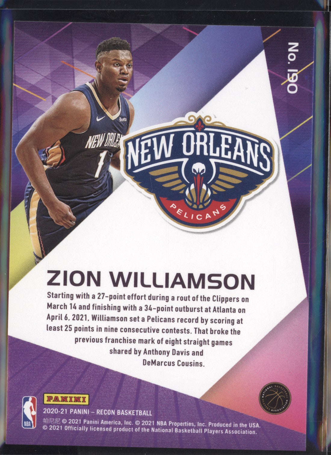 Zion Williamson 2020-21 Panini Recon Holo