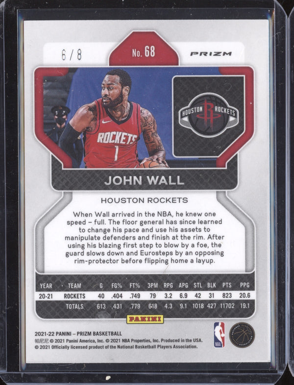 John Wall 2021-22 Panini Prizm 68 Choice Green 6/8