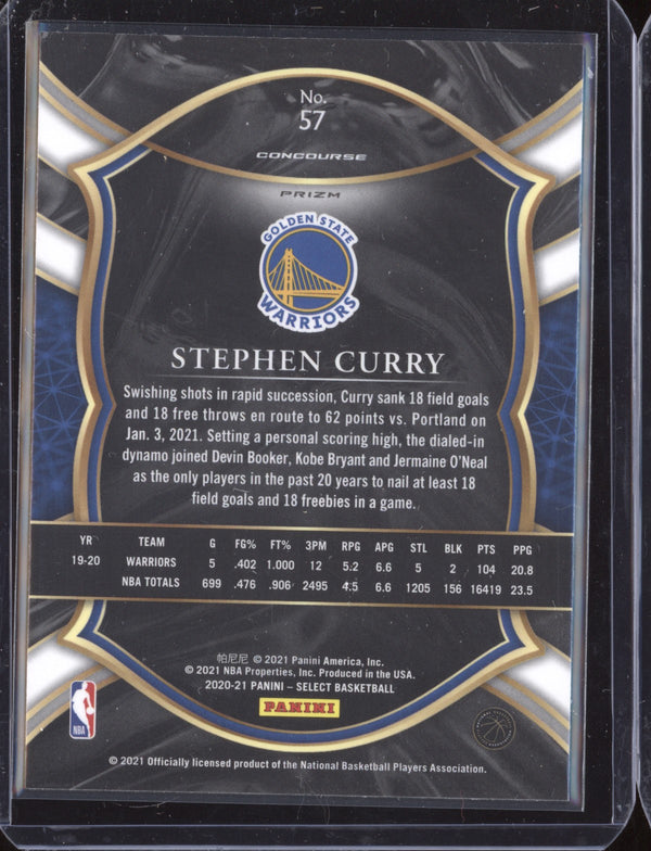 Stephen Curry 2020-21 Panini  Select Concourse Red White Green Ice