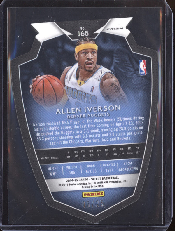 Allen Iverson 2014-15 Panini Select 165 Tie-Dye Die Cut 03/25