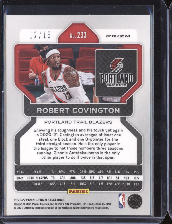 Robert Covington 2021-22 Panini Prizm 233 Choice Red Blue Purple 12/15