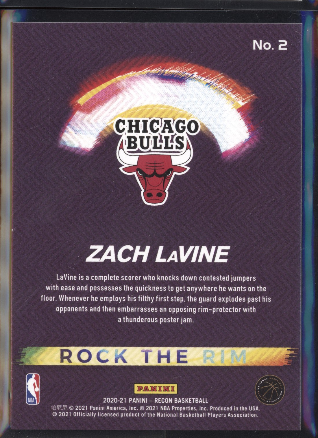 Zach Lavine 2020-21 Panini Recon Rock The Rim