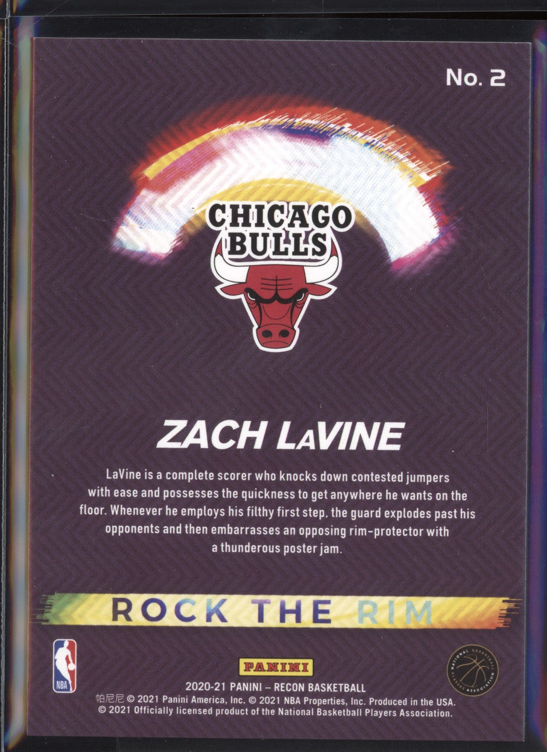 Zach Lavine 2020-21 Panini Recon Rock The Rim