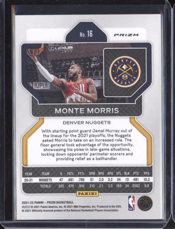 Monte Morris 2021-22 Panini Prizm 16 Choice Blue Yellow Green