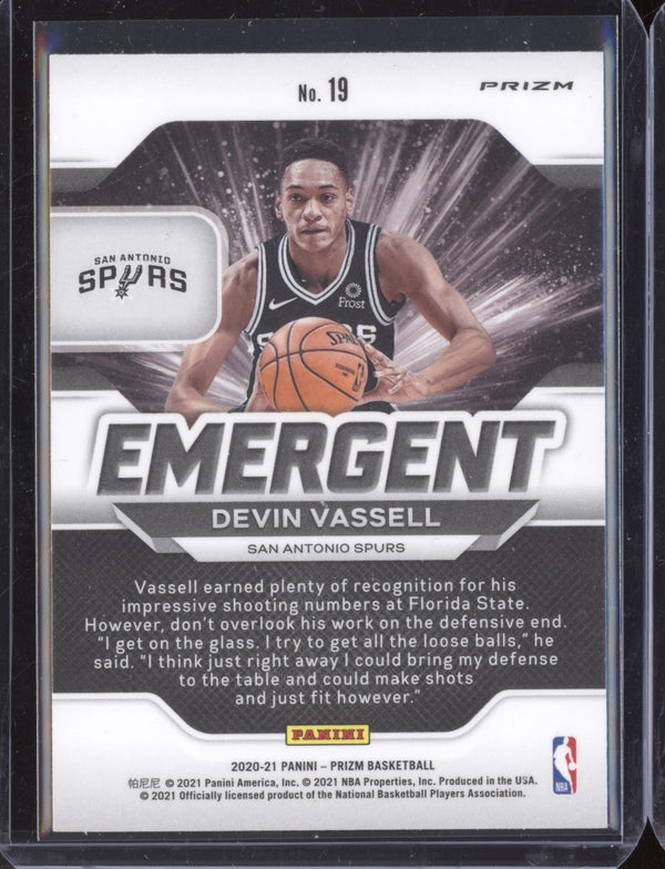 Devin Vassell 2020-21 Panini Prizm Emergent Silver RC