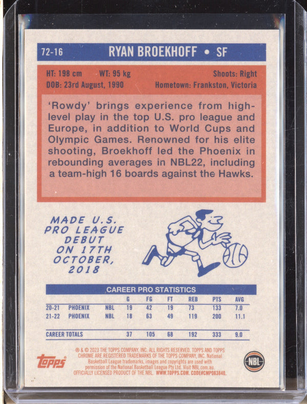 Ryan Broekhoff 2022-23 Topps Chrome NBL 72-16 1972 Topps Orange 2/25