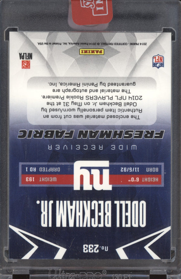 Odell Beckham Jr 2014 Panini Certified 233 Freshman Fabric Mirror Gold Signatures RC 11/25