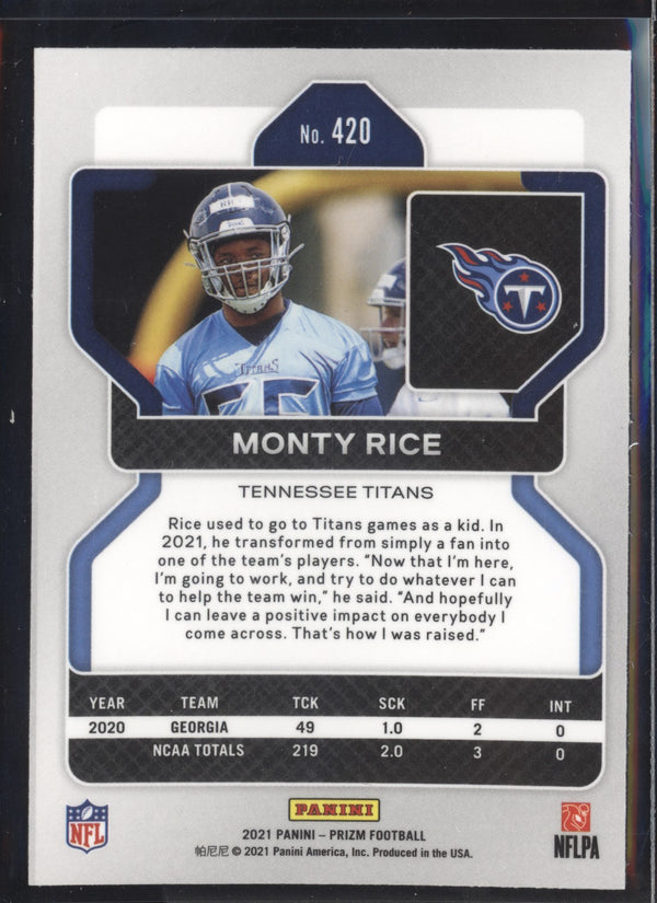 Monty Rice 2021 Panini Prizm RC