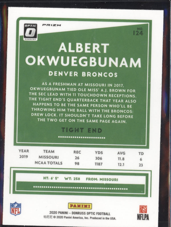 Albert Okwuegbunam 2020 Panini Donruss Optic 124 Green Velocity RC