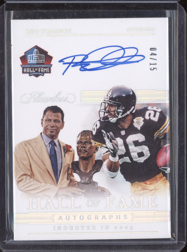 Rod Woodson 2020 Panini Flawless HFA-RWO Hall of Fame Autograph Silver 04/15