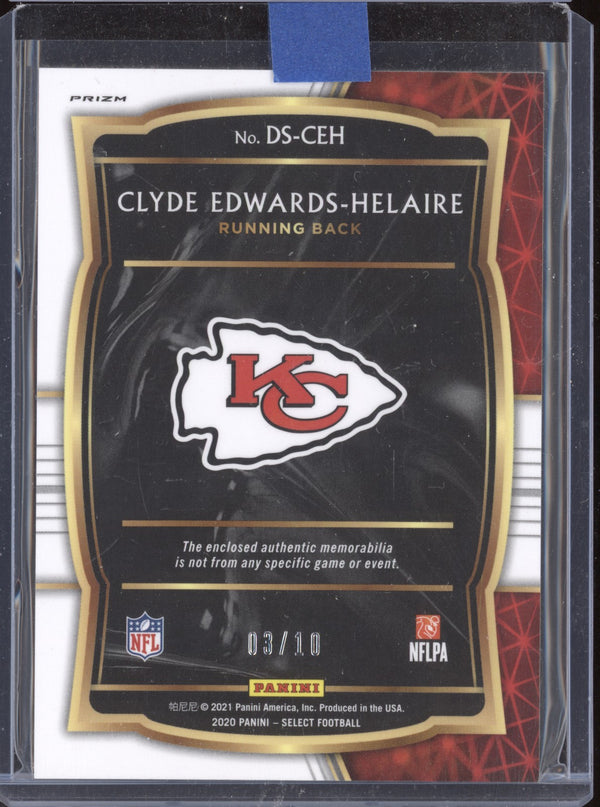 Clyde Edwards-Helaire 2020 Panini Select DS-CEH Gold Draft Selections  RC 3/10