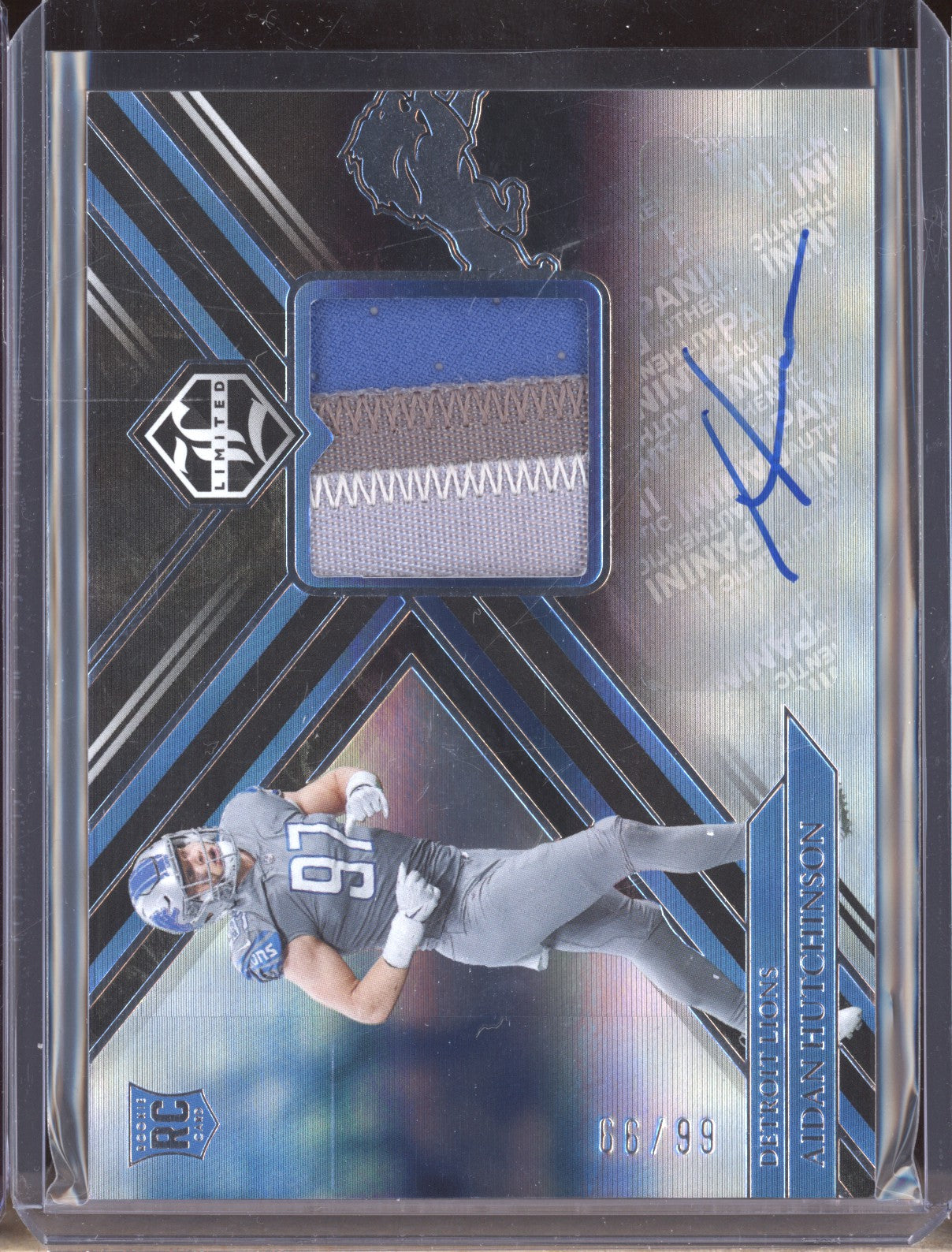 Aidan Hutchinson 2022 Panini Limited 120 Rookie Patch Auto RC 66/99