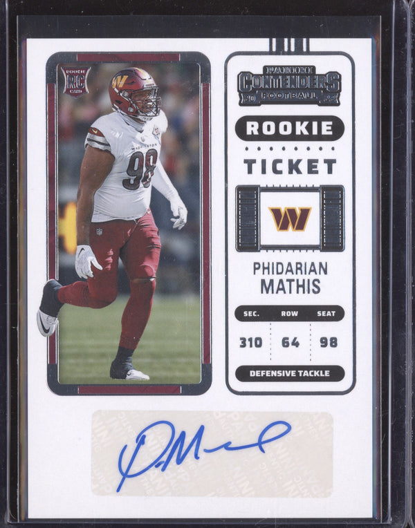 Phidarian Mathis 2022 Panini Contenders 170 Rookie Ticket Auto RC