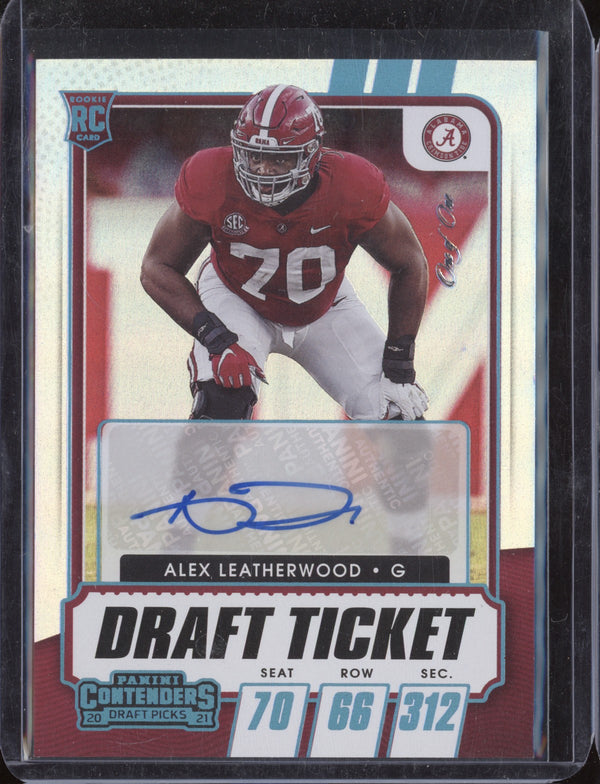 Alex Leatherwood 2021 Panini Contenders Draft Picks 230 College Ticket Draft Auto RC 1/1