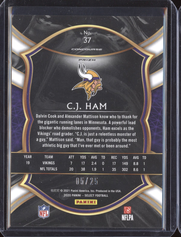 C.J Ham 2020 Panini Select 37 Tie Dye RC 05/25