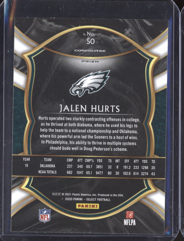 Jalen Hurts 2020 Panini Select Concourse Silver RC