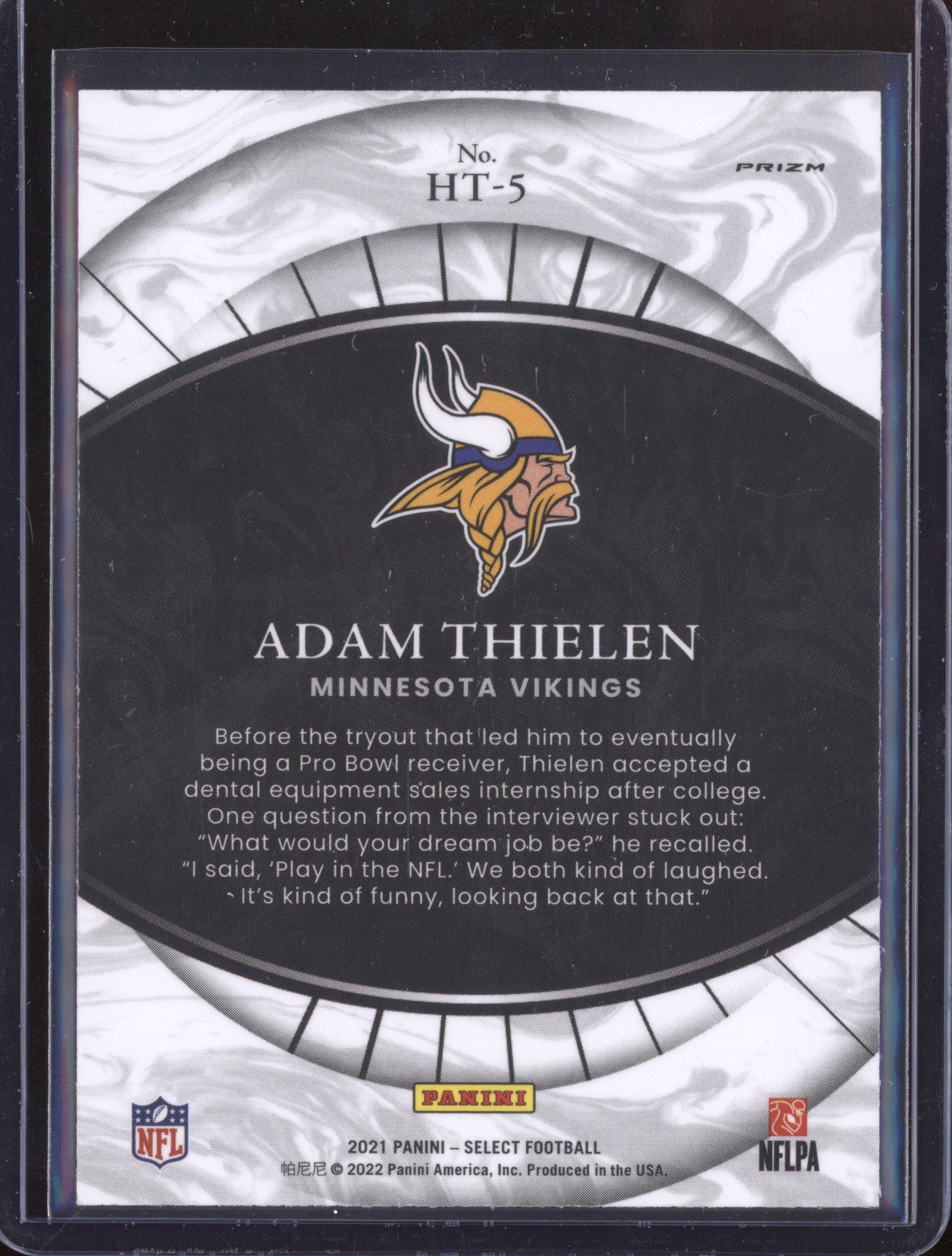 Adam Thielen 2021 Panini Select HT-5 Hidden Talents Silver