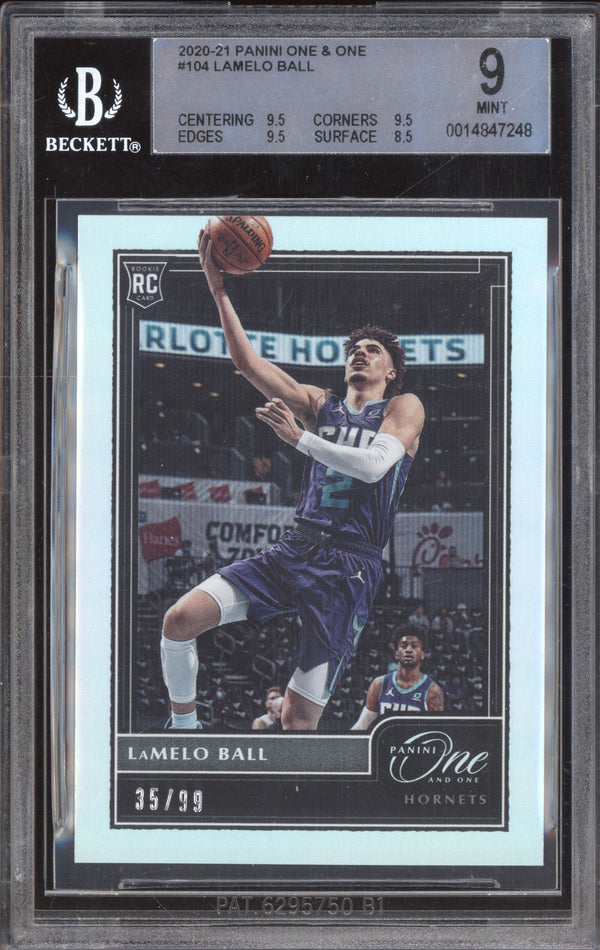 LaMelo Ball 2020-21 Panini One and One 104 RC 35/99 BGS 9