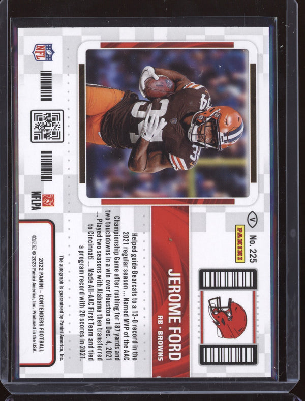 Jerome Ford 2022 Panini Contenders 225 Rookie Ticket Auto Variation RC