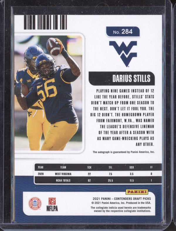 Darius Stills 2021 Panini Contenders Draft Picks 284 College Ticket Auto RC