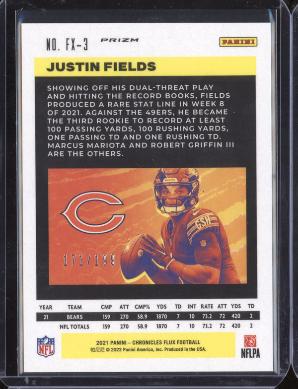 Justin Fields 2021 Panini Chronicles FX-3 Flux Purple RC 171/199