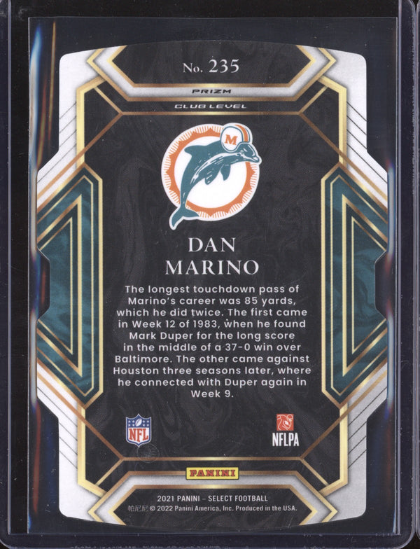 Dan Marino 2021 Panini Select 235 Black Gold Die Cut