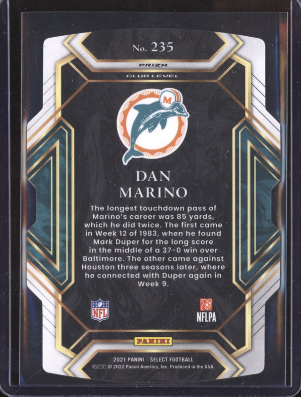 Dan Marino 2021 Panini Select 235 Black Gold Die Cut