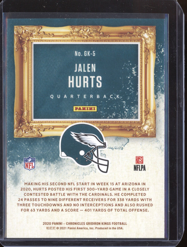 Jalen Hurts 2020 Panini Chronicles GK-5 Gridiron Kings RC